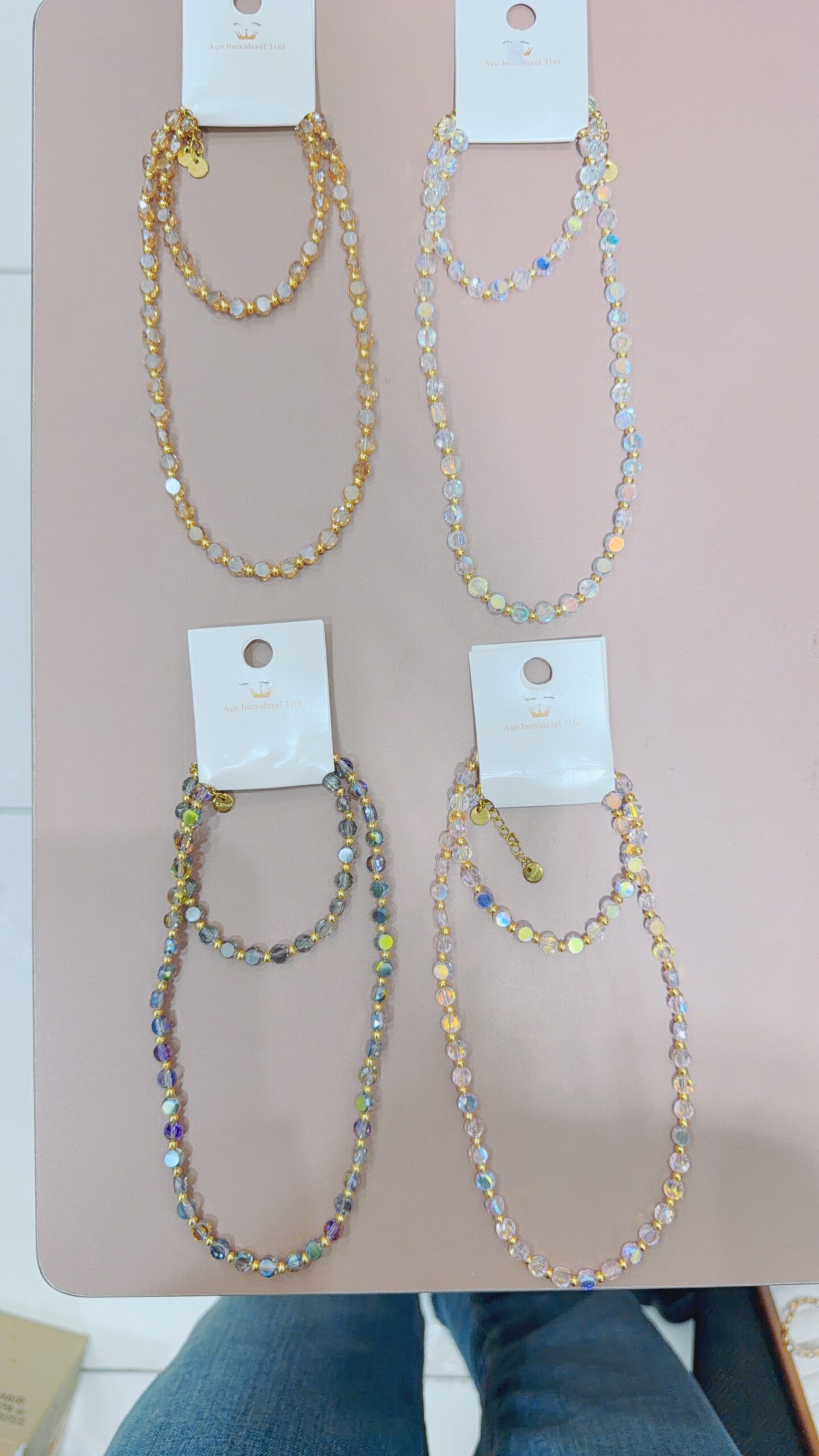 Colar e pulseira de aço