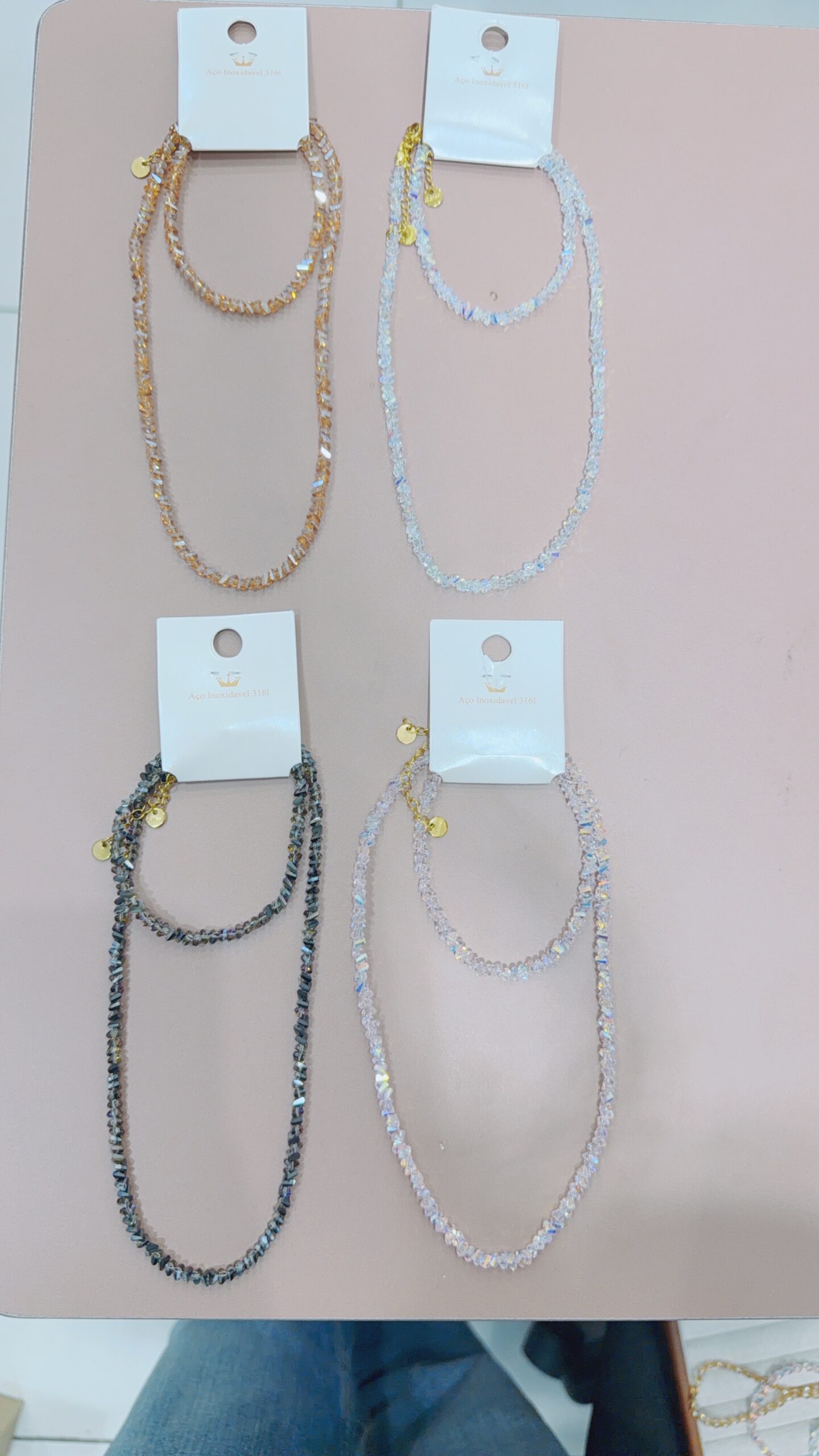 Colar e pulseira de aço